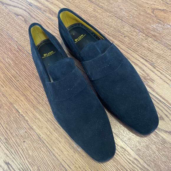 Bijan Other - Bijan Black Suede Slip-On Loafers